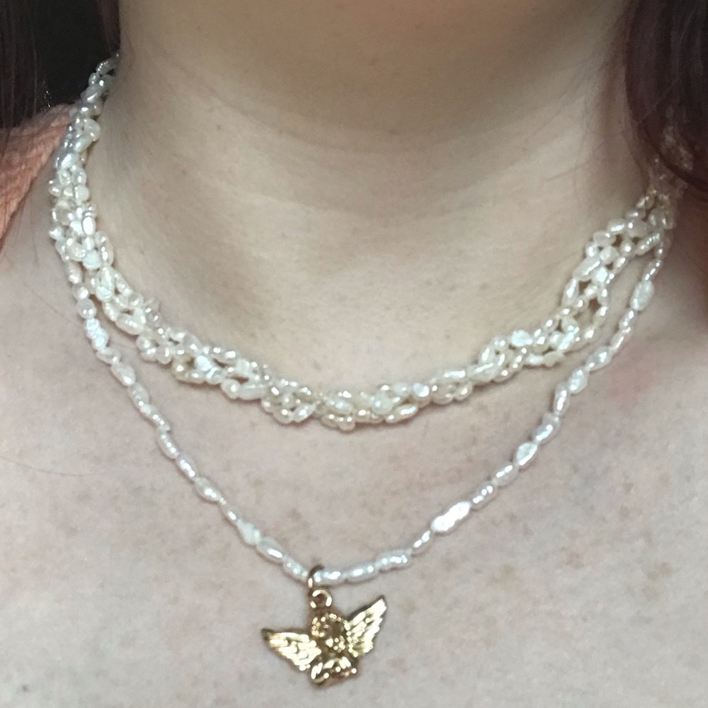 Braided Rice Pearl Necklace